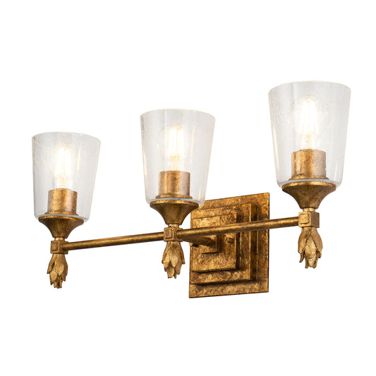 Vetiver 3 Light Bath Vanity Light In Dark Bronze With Gold Accents