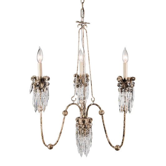 Flambeau'sVenetian3LightMiniChandelierinDistressedWhiteBronzeandCrystal