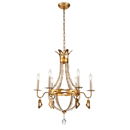 Monteleone6LightChandelierinAntiqueGold