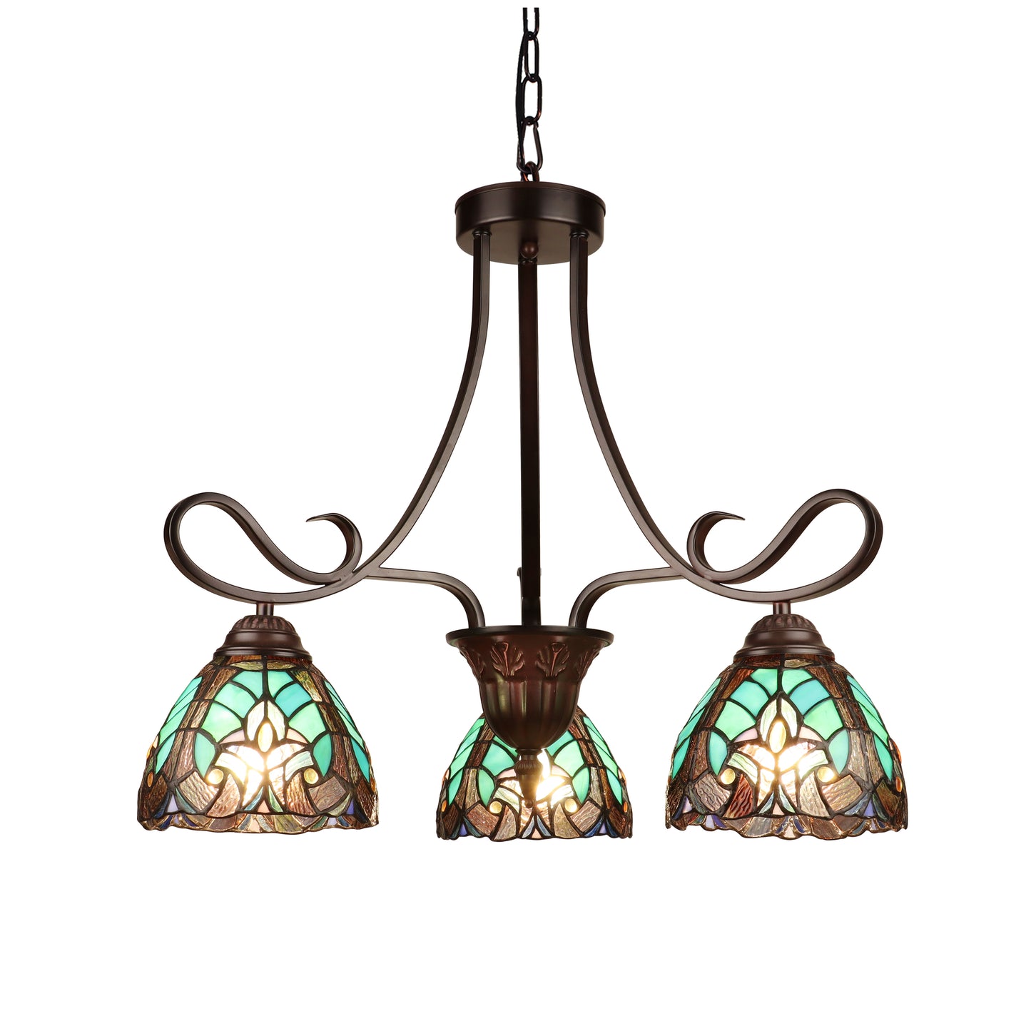 Chloe Stained Glass 3 Light Mini Chandelier