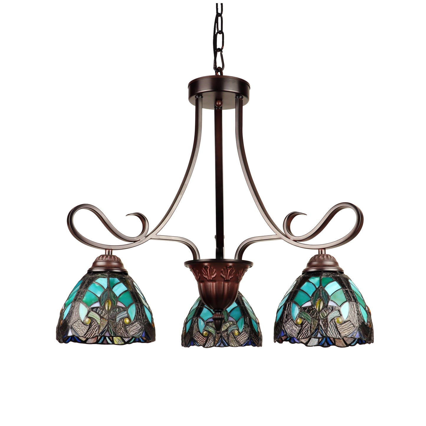 Chloe Stained Glass 3 Light Mini Chandelier