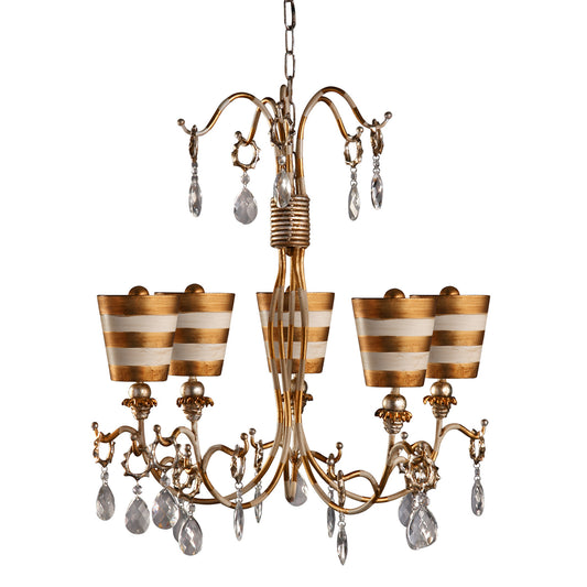 Tivoli5LightStripedGoldShaded30InUniqueChandelier